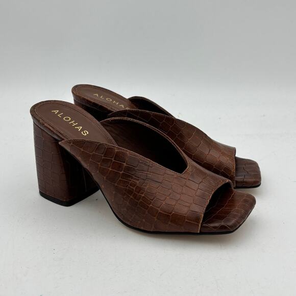 Alohas Frenchie Alli Brown Mules Heels Women's 36 US 6 - Picture 1 of 12